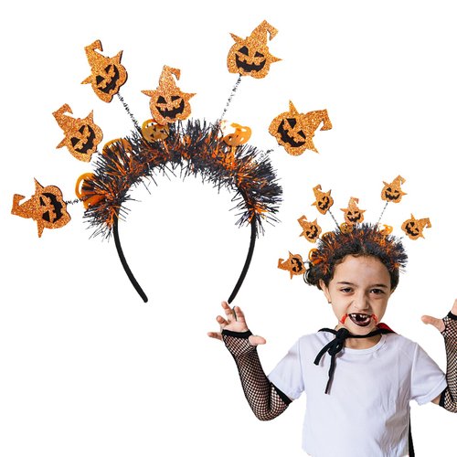 Halloween Headband, Glitter Orange Pumpkin Hairband Halloween Headpiece Witch Hat Pumpkin Headwear, Halloween Hair Accessories Halloween Party Costume Outfit for Adult Women Men