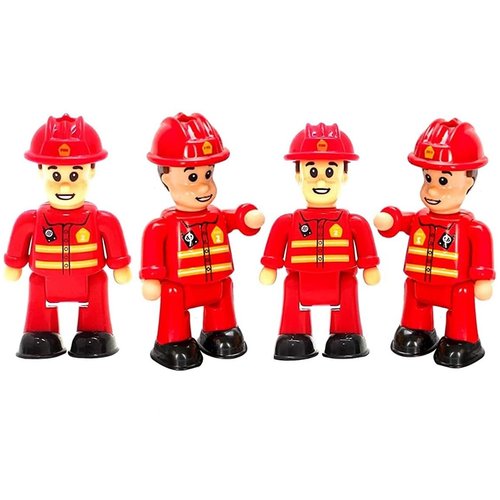 FUNERICA Toy Figures & Playsets - Fireman Action Figures for Kids - Firefighter Figurines - Little People Figures for Play, Fire Trucks, Fire Station Playsets - Mini People Community Helpers (4-Pack)