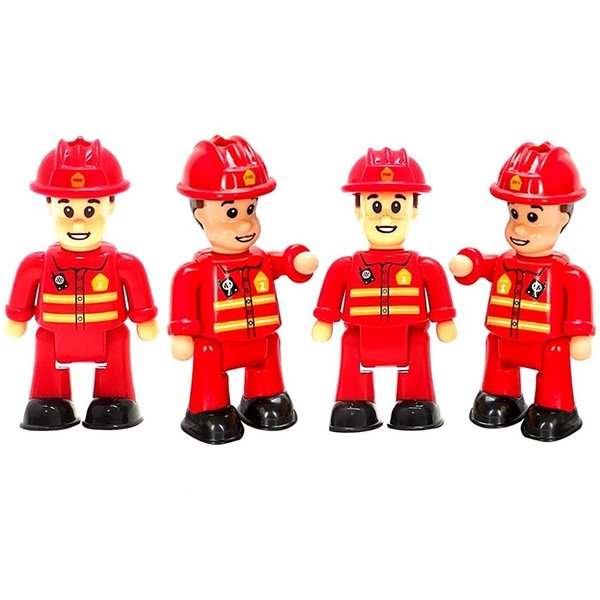 FUNERICA Toy Figures & Playsets - Fireman Action Figures for Kids - Firefighter Figurines - Little People Figures for Play, Fire Trucks, Fire Station Playsets - Mini People Community Helpers (4-Pack)