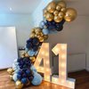 ECEAE 120Pcs Navy Blue Pastel Blue and Metallic Gold Balloon Garland Arch Kit with Golden Confetti Balloons, Perfect for Party Decorations, Weddings, Baby Showers, Graduations and Birthdays