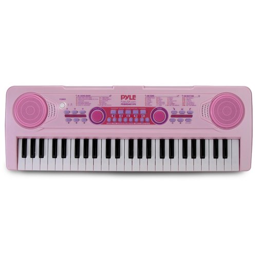 PYLE-PRO Electric Musical Keyboard for Kids-Portable 49 Key Electronic Piano & Karaoke Keyboard, Learning Keyboard for Children w/Microphone and Recording, Built-in Speaker-PKBRD4911PK (Pink)