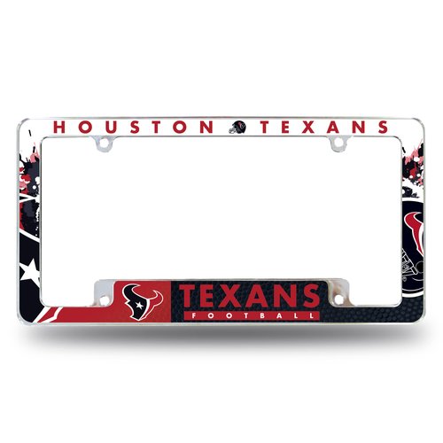 Rico Industries NFL Houston Texans Primary 12" x 6" Chrome All Over Automotive License Plate Frame for Car/Truck/SUV
