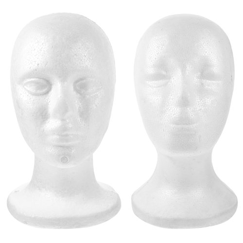 SEWACC 2Pcs Foam Mannequin Head Wig Head White Foam Head Mold Female Male Mannequin Wig Display Stand Holder Cosmetics Model Head for Glasses Mask Hat Headband Hairpieces