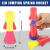 CHUNNIN 24 PCS Light Up Jumping Spring Rockets Launchers Rockets Launcher with Flashing LED's, Rockets Bouncy Ball LED Light Up Party Favors Goodie Bags Playing Party Favors Supplies