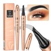 2024 Upgrade Magic Eyebrow Pen, Contouring Pen Fine Stroke 3D Waterproof Microblading Eyebrow Pencil with 4-Fork-Tip Create Natural Hair-Like Brows Stay on All Day(04# Black)