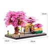 TEXXXIAN Cherry Blossom Micro Building Blocks Set, Japanese Creative Mini Bricks Model Flower Train Station Architecture for Adults and Kid Age of 14+ 3668PCS