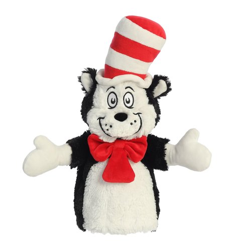 Aurora® Whimsical Dr. Seuss™ Cat in The Hat Hand Puppet Stuffed Animal - Magical Storytelling - Literary Inspiration - Multicolor 14 Inches