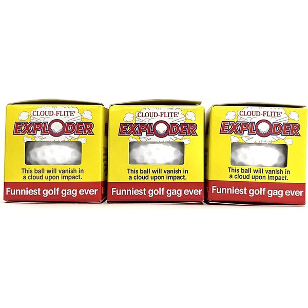 Exploding Golf Balls (Sleeve of 3) - Prank Golf Balls That Explode Into A Cloud of White Smoke Upon Impact - Funny Novelty Golf Gag Gift For Golfers