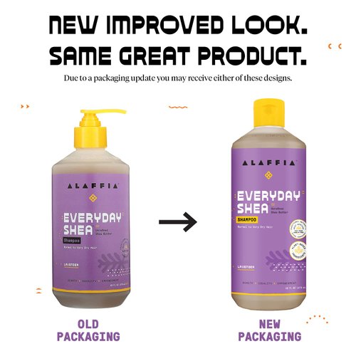 Alaffia Shampoo, Normal to Very Dry Hair, with Shea Butter and Coconut Oil, Lavender 16 Fl Oz
