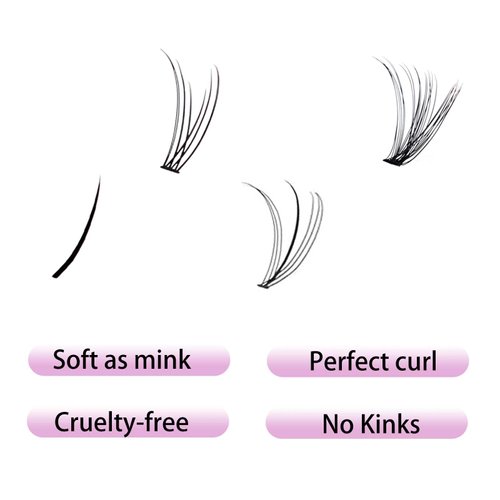 Lash Clusters Individual Lash Extensions DIY Multi-type Faux Mink Lash Tray Bottom, Light Volume, 7D Spike, 20D Clusters Natural Eyelashes for Self Application (BL-7D-20D)