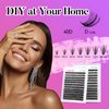 FADLASH DIY Lash Extension Kit Individual Lashes Cluster D Curl Eyelash Extension Kit with Lash Bond and Seal and Lash Applicator Tool for Self Application at Home (40D-0.07D-12-18MIX KIT)