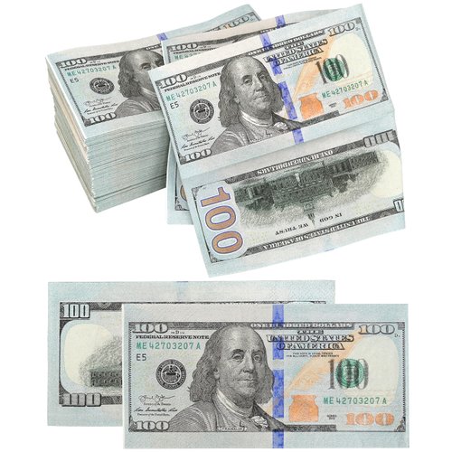 Iconikal Disposable Dinner Paper Party Napkins, $100 Dollar Bill Money, 48-Count