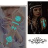 Glow-in Dark Temporary Tattoos Set- 6Sheets Luminous Flower Henna Fake Tattoo Sticker Sexy Lace Henna Waterproof Removable Tattoos for Face Body Night Tattoos Party Supplies Decoration(fluorescence)