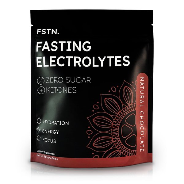 FSTN Fasting Electrolytes Supplement - Enhanced with Ketones - No Sugar Chocolate Salt - Hydration Drink Mix