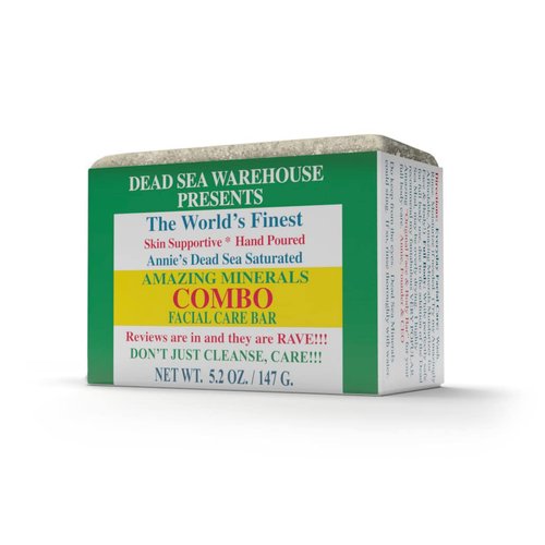 Dead Sea Warehouse - Amazing Minerals COMBO Facial Care Bar, Dead Sea Salt & Mud Cleansing Bar, Mineral Facial Cleanser, Skincare for Combination Skin, Vegan, Unscented (5.2 oz)