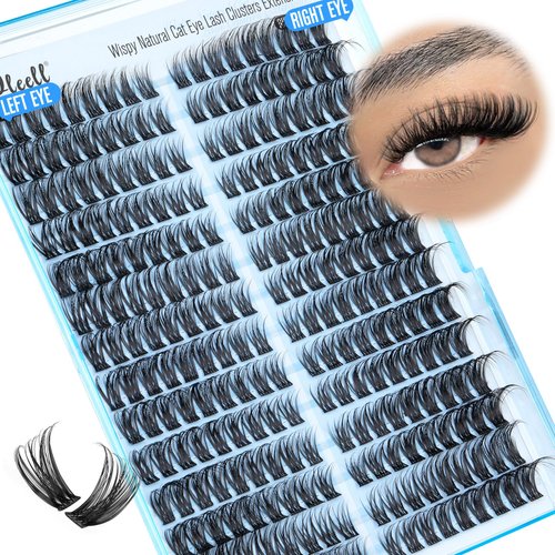 Wispy Lash Clusters Natural Eyelash Extension 252Pcs Individual Lashes Clusters D Curl Fluffy Eyelashes Extensions 10-16MM Cat Eye Cluster Lashes by Pleell