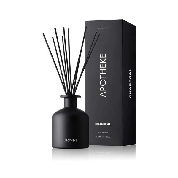 Apotheke Luxury Scented Oil Reed Diffuser for Home (Charcoal) - Home Fragrance Diffuser Set with Sticks