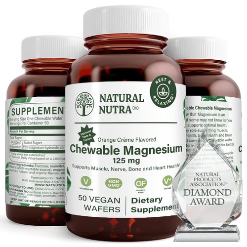 Natural Nutra Chewable Magnesium Supplement with Citrate and Chelate for Kids and Adults, Best Pu...