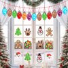 Feifeiya 48 Set Christmas Suncatcher Craft Tissue Paper Craft Kit Gingerbread Man Xmas Tree Suncatchers Stained Glass Effect Paper Sun Catchers DIY Craft for Home Class Window Art Decorations Supplies