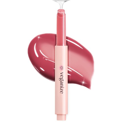 SELF BEAUTY Veganize Collagen Lip Glass Balm | Hydrating Lip Balm in 9 Vibrant Colors | Moisturizing Lip Care Infused with Collagen Jelly Magic | No Animal Trial Lip Balm 0.06 oz (#8 Dried Rose)