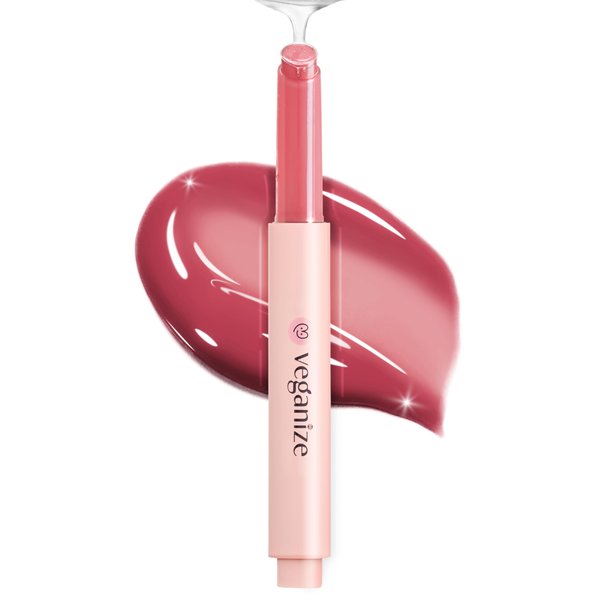 SELF BEAUTY Veganize Collagen Lip Glass Balm | Hydrating Lip Balm in 9 Vibrant Colors | Moisturizing Lip Care Infused with Collagen Jelly Magic | No Animal Trial Lip Balm 0.06 oz (#8 Dried Rose)