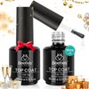 beetles Gel Polish 2Pcs 15ml No Wipe Top Coat High Gloss Shiny Long-Lasting Clear Gel Top Coat, Soak Off Nail Lamp Nail Gel, Home DIY Professional Manicure and Nail Salon