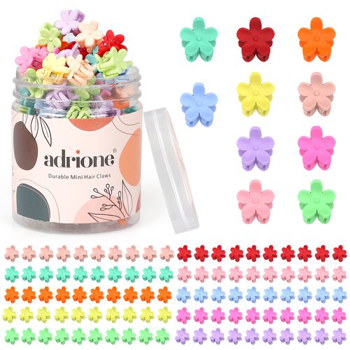 ADRIONE Brown Mini Flower Hair Claw Clips - 100 Pack Tortoise Shell Small Flower clip for Women, Girls, Teens, Kids, Baby, Toddler - Tiny Bangs Hair Clip Little Decorative Jaw Hair Clip