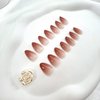 Brown Gradient Press on Nails Almond Short Fake Nails with Ombre Designs Fall Fall Nails Press ons Glossy Glue on Nails Full Cover Acrylic Artificial Stick on Nails for Women 24 Pcs