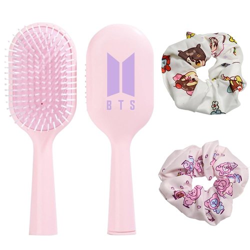 SSQIAN Hair Brush for Women & Men, Logo Design, Hair Straightening Brushes for Straight, Curly & Wet Hair with 2 Pcs Hair Scrunchies