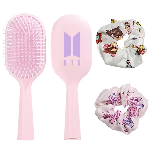 SSQIAN Hair Brush for Women & Men, Logo Design, Hair Straightening Brushes for Straight, Curly & Wet Hair with 2 Pcs Hair Scrunchies