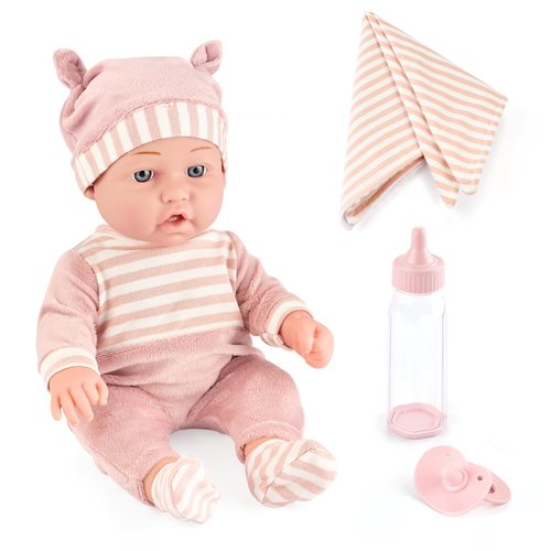eDollable 12 inches Baby Dolls Toy Set with Accessories Including Feeding Bottle, Soft Blanket, Pacifier and Removable Outfits. Ideal Gift for 3+ Years Old Girls Toddlers