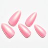 GLAMERMAID Press on Nails Almond,Handmade Pink Medium Length False Nails with Design,Gel Fake Nails 24 pcs Stick on Nails Manicure Set for Women Gift,Dark pink