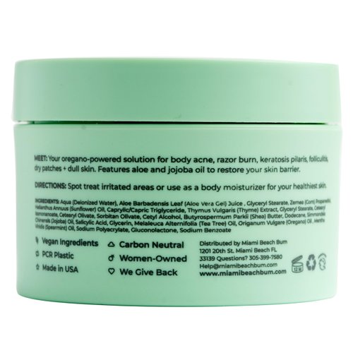 Miami Beach Bum, Bum + Body Cream Mint 6.7oz, Daily Moisturizer For Total Skin Health, Body Acne Treatment, Razor Bumps, Keratosis Pilaris, Ingrown Hairs, Sunburns, Blemishes & More..