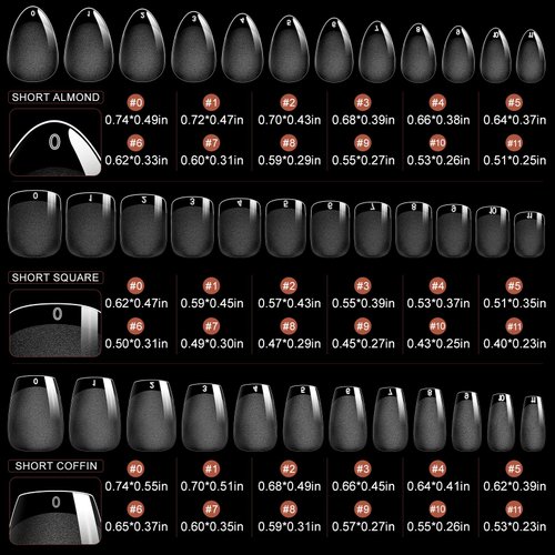 krofaue 3 Styles Short Nail Tips Kit - 720PCS Half Matte Coffin Nails Almond Nails Square Fake Nails Full Cover Press on Nails Extension for Soft Gel Nail Tips Set Art DIY Home