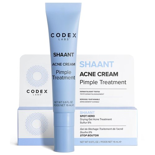 Codex Labs Shaant Spot Hero Acne Gel - Drying Gel for Acne Prone Skin, Oily Skin, All Skin Types - With 5% Sulfur & Green Tea Extract - Cruelty-Free, Vegan Skincare (0.5oz)