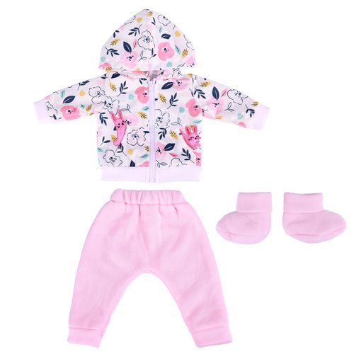 BABESIDE 3 PCS Reborn Baby Doll Clothes for 17- 22 Inch Dolls Pink Flora Pattern Baby Doll Clothes Outfits Accessories with Socks for Newborn Girls