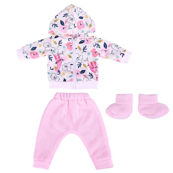 BABESIDE 3 PCS Reborn Baby Doll Clothes for 17- 22 Inch Dolls Pink Flora Pattern Baby Doll Clothes Outfits Accessories with Socks for Newborn Girls