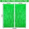 Green Tinsel Foil Fringe Curtain Backdrop, 3.3 x 8.2 ft Metallic Glitter Curtain Streamers, 2 Pack Green Photoboth for Birthday St Patrick's Day Christmas Party Decorations