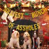 Gold Glitter Jolliest Bunch Of Assholes Banner- Christmas Party Decorations,Christmas Vacation Party Decorations, Ugly Christmas Sweater Party Decorations, Christmas Decorations for Home Office Fireplace Mantel