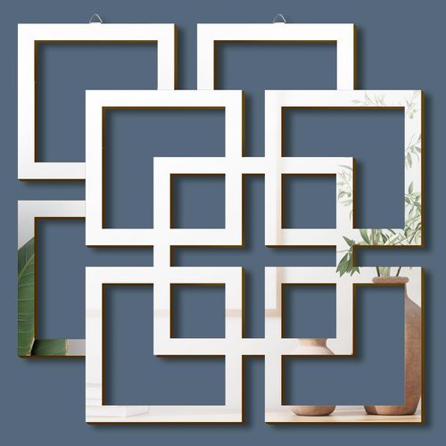 Weysat 2 Pieces Silver Mirrored Wall Decor Decorative Wall Mirror DIY Wall Mounted Mirror Decor Square Accent Mirror for Home Bedroom Living Room Bathroom(Silver Square)