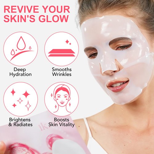 WeiWeiLa Collagen Face Mask Overnight, Collagen Real Deep Mask, Face Masks Beauty, Hydrating, Pore Minimizing, Brighten Skin Tone, Elastic Skin, 4PCS