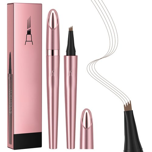 Eyebrow Tattoo Pencil 3D Microblading Eyebrow Pen,2024 New Upgrade Magic Eyebrow Pencil,Natural Makeup Fine Stroke Eyebrow Pencil with 4 Micro-Fork Tip (Light Coffee)