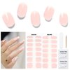 DUKASOU Semi Cured Gel Nail Strips - 28Pcs Gel Nail Stickers for Women Work with Any UV Nail Lamps(Not Include), DIY Gel Nail Wraps for Home, Includes Prep Pads, Nail File & Wood Stick(Pink French)