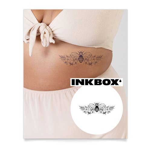 Inkbox Temporary Tattoos, Semi-Permanent Tattoo, One Premium Easy Long Lasting, Water-Resistant Temp Tattoo with For Now Ink - Lasts 1-2 Weeks, Sweet Pollen, 6 x 3 in