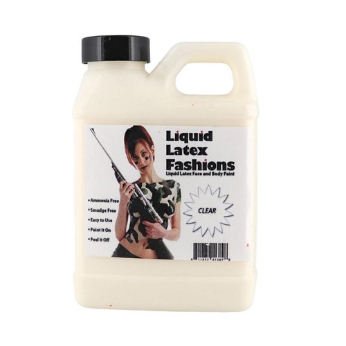 Clear 8 Oz - Liquid Latex Body Paint, Ammonia Free No Odor, Easy On and Off, Cosplay Makeup, Creates Professional Monster, Zombie Arts