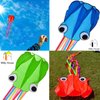 3 Pack Octopus Kite, 3D Kite Long Tail Easy Flyer Kite Beach Kites People Adults Gift 3 Colors (Blue Green Red) Kites for Kids Easy To Fly, Kite Kit with Kite String 100M, Kiteboarding Kite for Adults