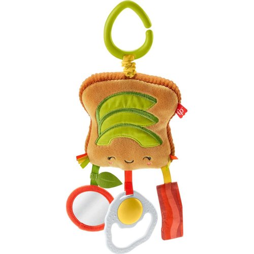 Fisher-Price Baby Toy Brunch & Go Stroller Activity, Pretend Food with Mirror Crinkle & Teether for Travel Play Newborns Ages 3+ Months