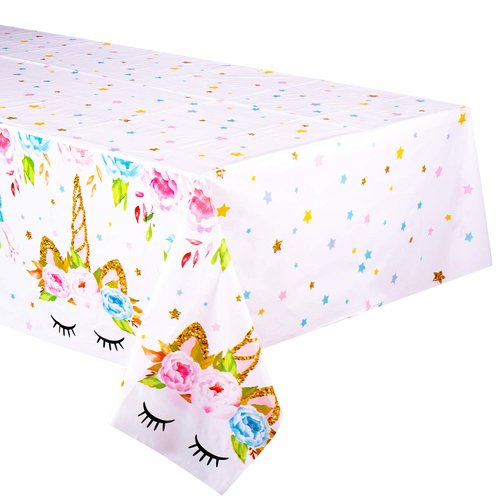 FZR Legend Unicorn Themed Birthday Party Decorations - Plastic Tablecloth | 53 x 90 inches,Disposable Table Cover | Magical Party Supplies for Girls and Baby Shower