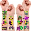 96 PCS Mardi Gras Fat Tuesday Temporary Tattoos Birthday Theme Party Supplies Decorations Favors Decor Cute Mask Crown Tattoo Stickers for Class School Prizes Gift for Kids Boys Girls Carnival Holiday