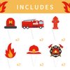 12 Pcs Fire Truck Cupcake Toppers, Firetruck Theme Birthday Baby Shower Party Decorations, Fireman Birthday Decors, Fire Engine Rescue Theme Party for Kids